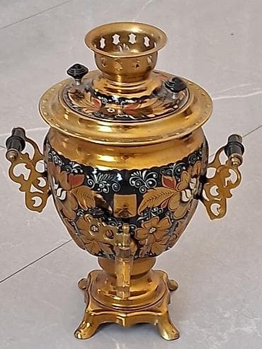 Qızılı naxışlı dekorativ samovar - Material: metal (qızılı rəng lalafo.az -da Qızılı naxışlı dekorativ samovar - Material: metal (qızılı rəng