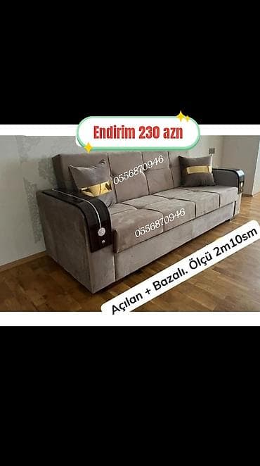 yeni mebellər: Divan, Qonaq otağı üçün, Parça, Bazalı, Açılan, Kitab — 9