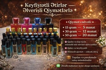 Məhsul: Qadın və kişi üçün müxtəlif ətirlər Xüsusiyyətlər: - Qalıcı