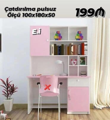 uşaq ucun yazı masası: Oğlan və qız üçün, Yeni, Siyirməli, Yazı masası, Stulsuz — 2