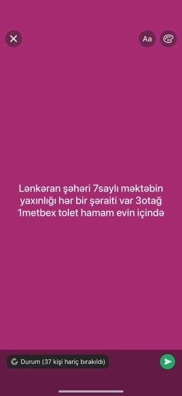 yeni yasamal menzil: Lənkəran şəhərində, 7 saylı məktəbin yaxınlığında yerləşən mənzil/ev — 1