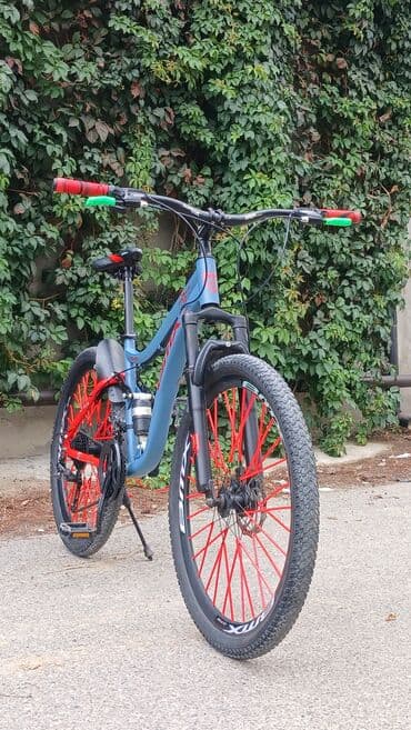 купить горный велосипед недорого: Dağ velosipedi – full suspension - Rəng: boz-göy gövdə, qırmızı arxa — 5