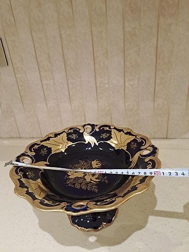 aksesuar qabi: Weimar Porzellan (Echt Weimar Kobalt) ayaqlı meyvə qabı — 2