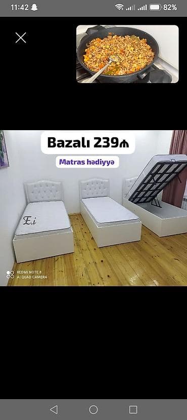 gen: Yeni, Təknəfərlik çarpayı, Bazalı, Matras ilə, Siyirməsiz — 1