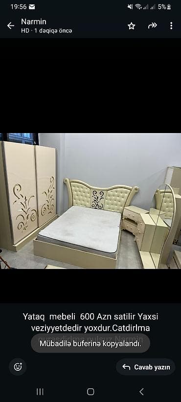 carpayi satiram: Yataq mebeli 600 Azn satilir Yaxsi veziyyetdedir yoxdur.Catdirlma — 1