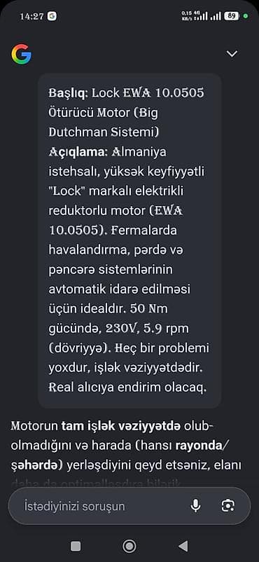 benzin muhərrikli velosiped: Elektrik ötürücü – motorlu reduktor və limit açarlı aktuator komplekti — 6