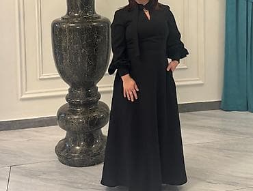 Qara maxi don - Klassik qara rəngdə, tam uzunluqda modellə - A-kəsim