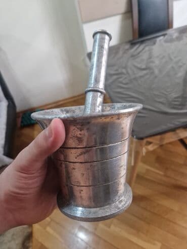 toxum temizleyen: Dəmir/metal havan və döyənək (mortir və pistil) - Material: tam metal — 1