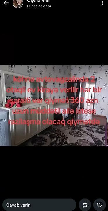 Köhnə Avtovağzal ərazisində 2 otaqlı mənzil kirayə verilir. Evdə