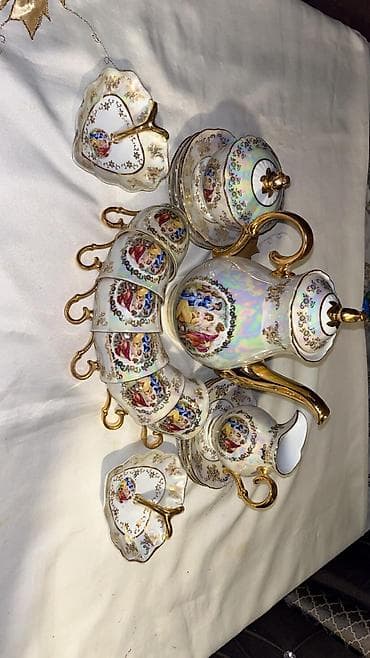 bicaq sekilleri: Çay dəsti, rəng - Ağ, Farfor, Madonna, 6 nəfərlik, Çexiya — 3