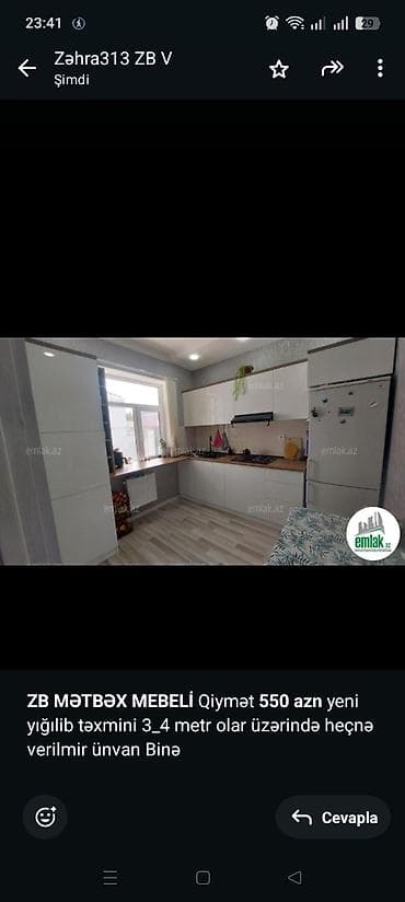 *ZB* *MƏTBƏX MEBELİ* Qiymət *550 azn* yeni yığılib təxmini 3_4 metr