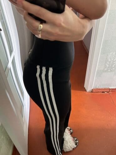 flisli qadın leqqinsləri: Şalvar, Adidas, S, rəng - Qara — 2