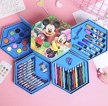 nerj su ceni: Uşaq Rəsm Dəsti – 46 hissəlik, altıbucaqlı qutu dizaynı Məzmun (hər — 4