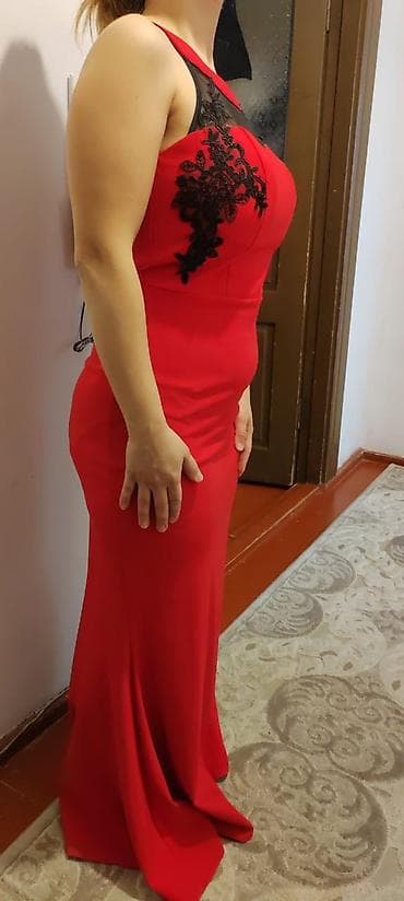 yay donu: Qırmızı axşam/gecə geyimi - Model: Uzun, balıq kəsimli, ətəyi yüngül — 2