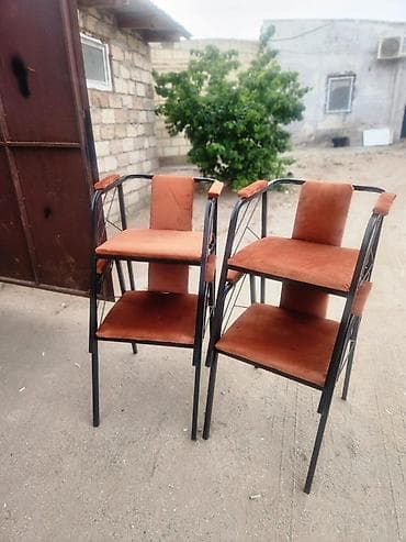 stul masa: Metall karkaslı yumşaq oturacaqlı stul dəsti - Model: dəmir karkaslı — 1