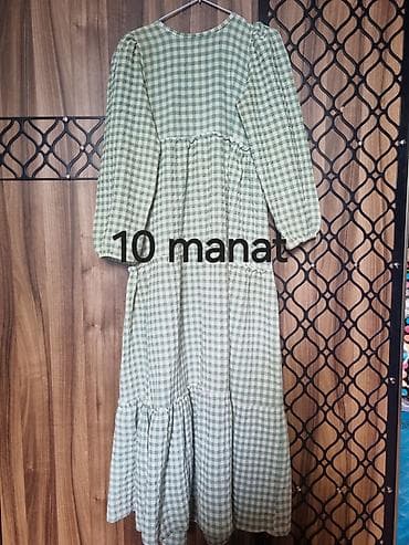 Yaşıl-ağ dama naxışlı qadın donu - Stil: bohema tərzində, uzun (maksi)