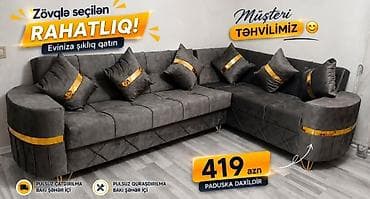 Müasir dizaynlı L formalı yumşaq künc divan. Tünd boz rəngli parça lalafo.az -da Müasir dizaynlı L formalı yumşaq künc divan. Tünd boz rəngli parça