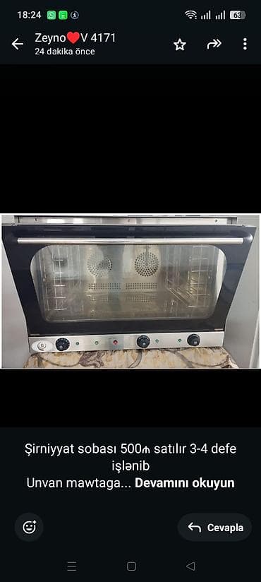 Şirniyyat sobası 500₼ satılır 3-4 defe işlənib Unvan mawtaga 1954
