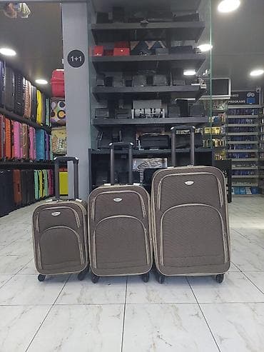 camadan: Səyahət çamadan dəsti – 3 ölçü - Material: yüngül və möhkəm tekstil — 1