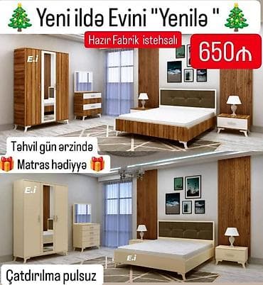 Yataq Otağı Dəsti 650AZN💥 🎁Matras hədiyyə🎁 ✔️Rəng seçimi var ✔️Ölçü