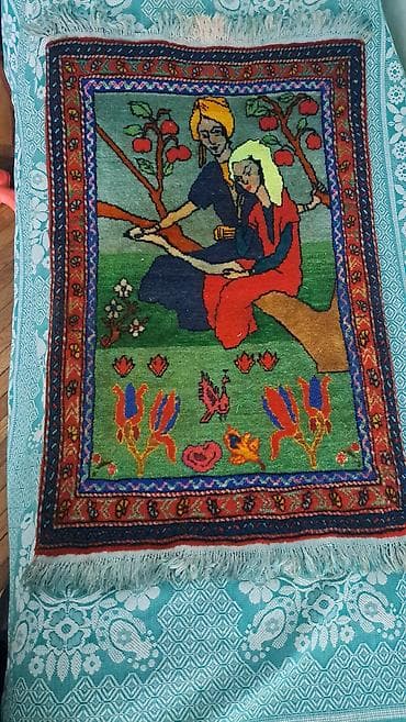 toxuma ipler: Əl toxuması dekorativ xalça – miniatür süjetli - Ölçü təxmini — 2