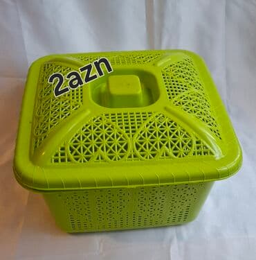 Qapaqlı plastik səbət - Rənglər: qırmızı və yaşıl - Material: möhkəm — 2