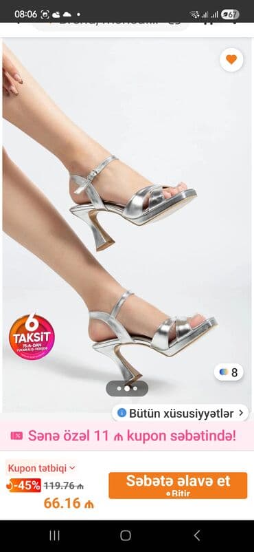 Ölçü: 40, rəng - Gümüşü, Yeni