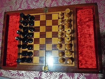 Şahmatlar: Taxta şahmat dəsti - Material: tam ağac korpus, cilalanmış tünd — 2