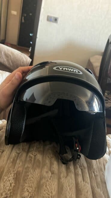 qazel kuləkliyi: YAWA motosiklet dəbilqəsi - Brend: YAWA - Rəng: parlaq qara, gümüşü — 4