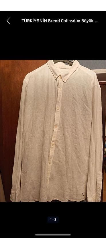 Aksesuarlar: Türkiyənin Gözəl 100 faiz təbii pambıq tərkibli uzunqol ağ köynək 3/4 — 2