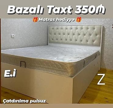 Bazalı taxt – 350₼ - Dərin alt baza bölməsi: yorğan-döşək, yastıq və