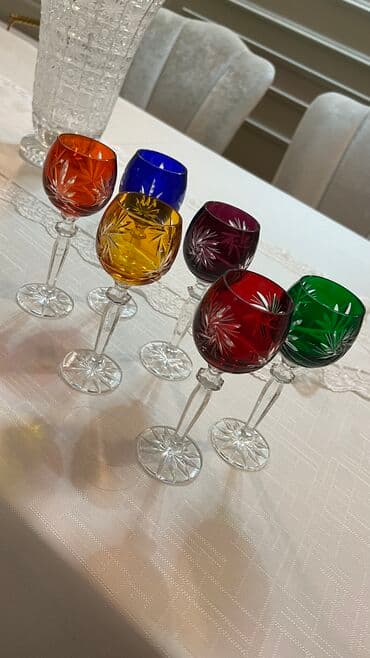 cex fara: Çay dəsti, rəng - Ağ, Xrustal, 6 nəfərlik, Çexiya — 1