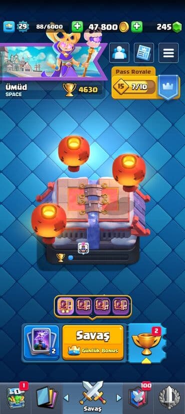 velosiped desna 2: Clash Royale hesabı – yüksək səviyyəli resurslar və kolleksiya - Kral — 1