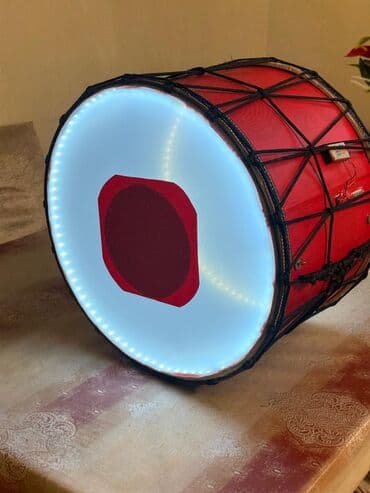 назови соответствующие отрезки на фонарном столбе: Məhsul: LED işıqlı böyük nağara (davul) Təsvir: - Korpus: Qırmızı — 2