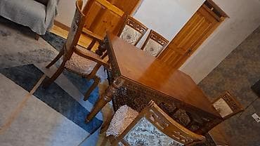 taxta stollar: Qonaq otağı üçün, Açılan, Dördbucaq masa, 6 stul — 1