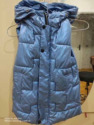 Uşaq üçün kapüşonlu şişmə jilet - Rəng: mavi (parlaq, atlas effekti)