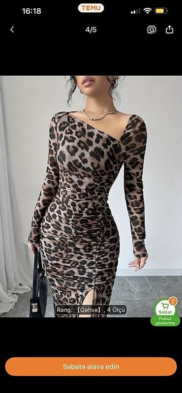 Leopard naxışlı qadın donu - Rəng: qəhvə tonları - Uzunluq: maxi - — 2
