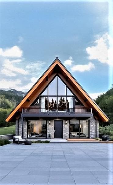 «Barn House»: ▸ 60 m² — 2 yataq otağı, zal, studio tipli mətbəx