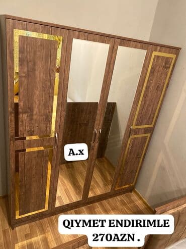asilqan 58 azn: Açılan, 4 qapılı Düz dolab, Qarderob, paltar dolabı — 1