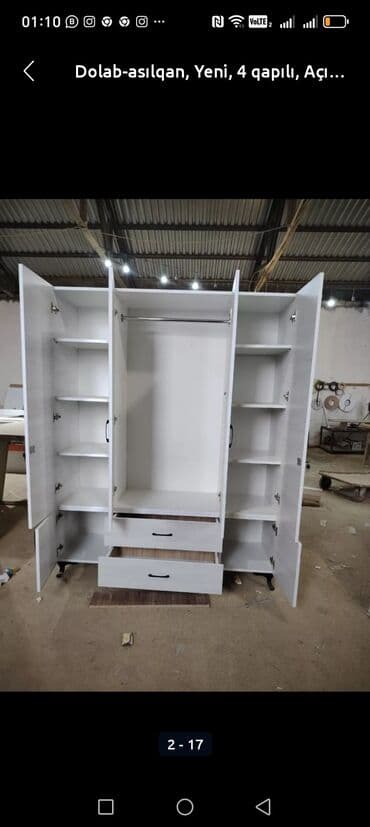 ikinci əl şkaf: Yeni, 4 qapılı Düz dolab, Dolab-asılqan — 13