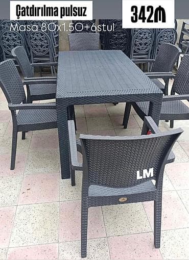 uşaq stullari: Yeni Plastik masa dəsti📌 Türk istehsalı masa+6STUL 📌 Qiymət: 342₼ — 1
