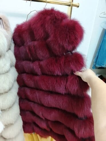 женские меховые жилеты: Bordo rəngli kürk jilet (S-L) e qeder gedir - Rahat, yaxası dairəvi — 4