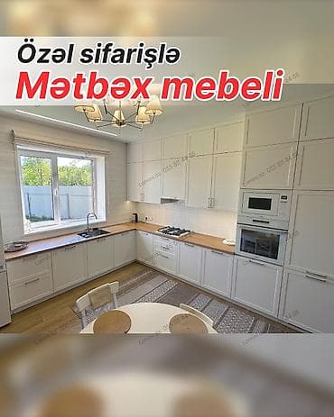 Özəl sifarişlə mətbəx mebeli - Fasad: klassik üslubda hamar, ağ