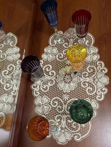 şırdan qiyməti: Qədəhlər, rəng - Qırmızı, Xrustal, Çexiya — 1