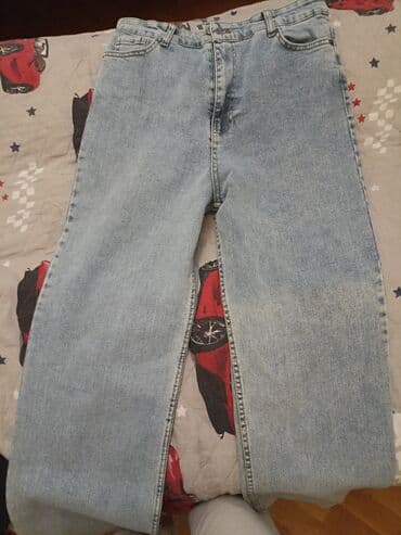 qaqa şalvarları: Klassik açıq mavi rəngdə denim cins şalvar - Kəsim: düz/relaxed fit — 1