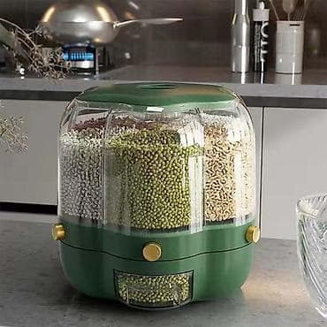 divar resimleri: Mətbəx üçün 360° fırlanan çoxbölməli quru ərzaq dispenseri 7L——39 — 2