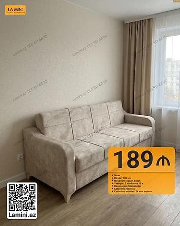 Ev üçün mebel: Divan – La Mini - Uzunluq: 200 sm - Mexanizm: açılan, bazalı - — 1
