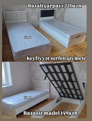 açılıb bağlanan yataq: Təknəfərlik çarpayı, Bazalı, Matras ilə — 1