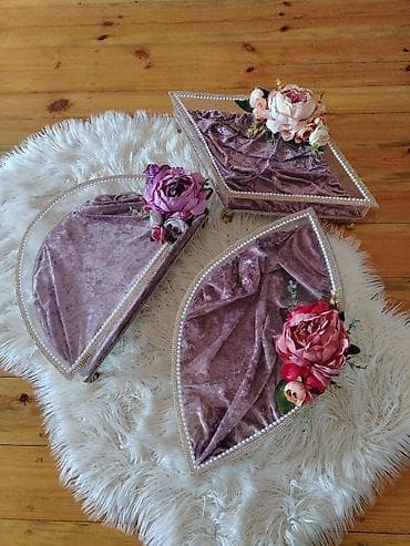 Zərif dizaynlı nişan/xonça dəsti - Akrilik əsaslı, kənarları incə