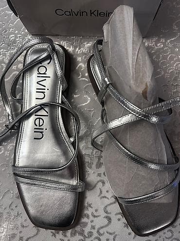 Calvin Klein qadın sandal - Rəng: metalik gümüş - Model: incə